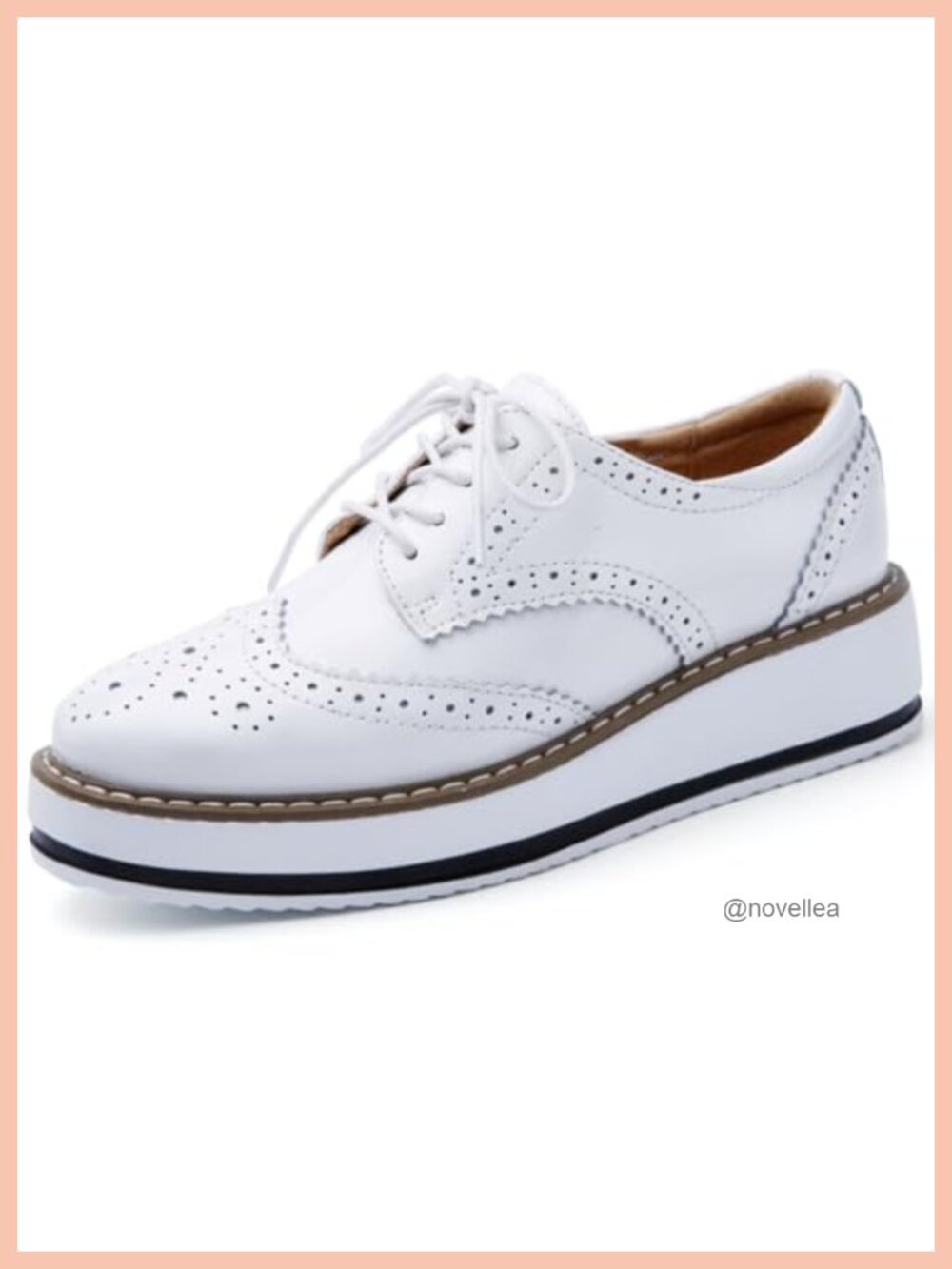 DADAWEN Women's Platform Oxfords Lace-Up Wingtips Square Toe Shoes